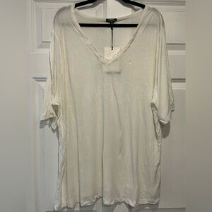 Who What Wear White Lace Trimmed 3/4 Sleeve Top